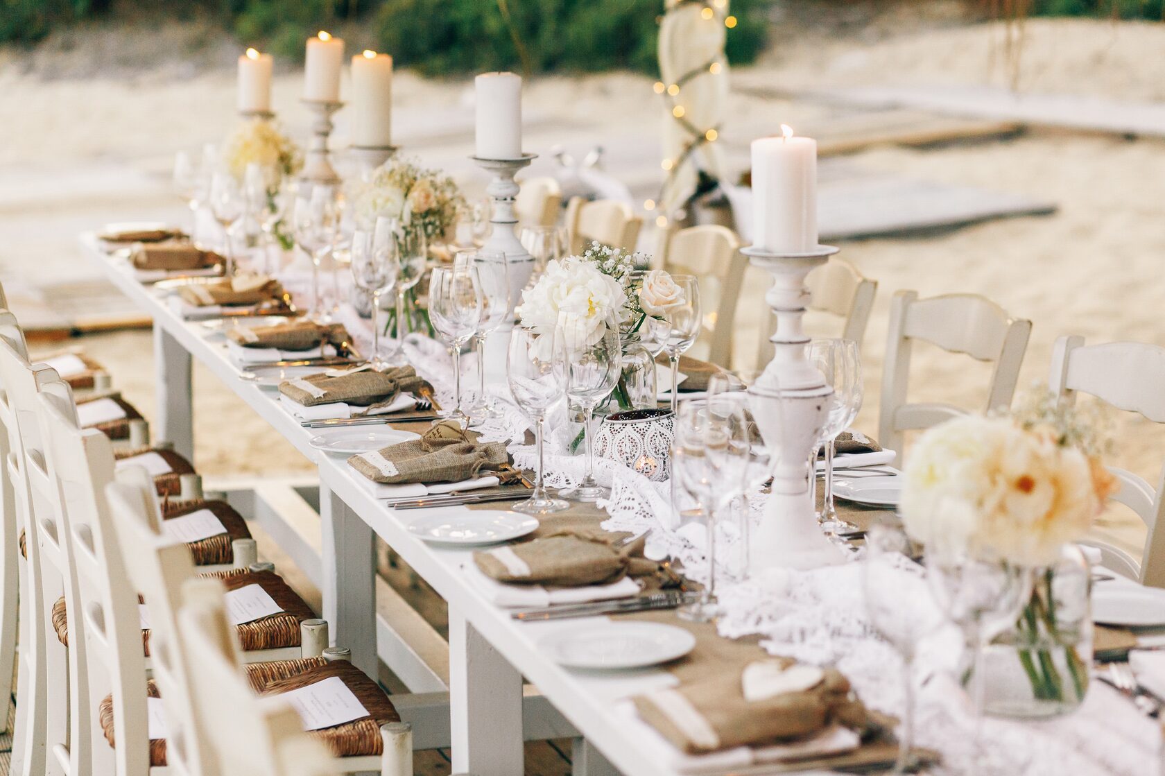 Catering service — beautifully arranged dinner table for event